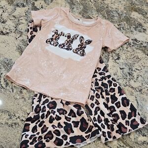 Bunny Print/Leopard Easter Girl Set